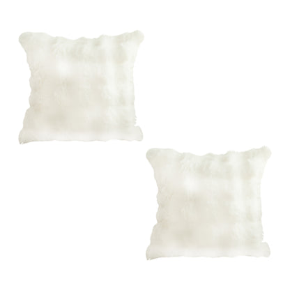 SOGA 2X 50cm Throw Pillow White Rabbit Fur Cushion Luxurious Soft Decorative Square Pillow for Living Room • LUZ-FrenchCushion301X2