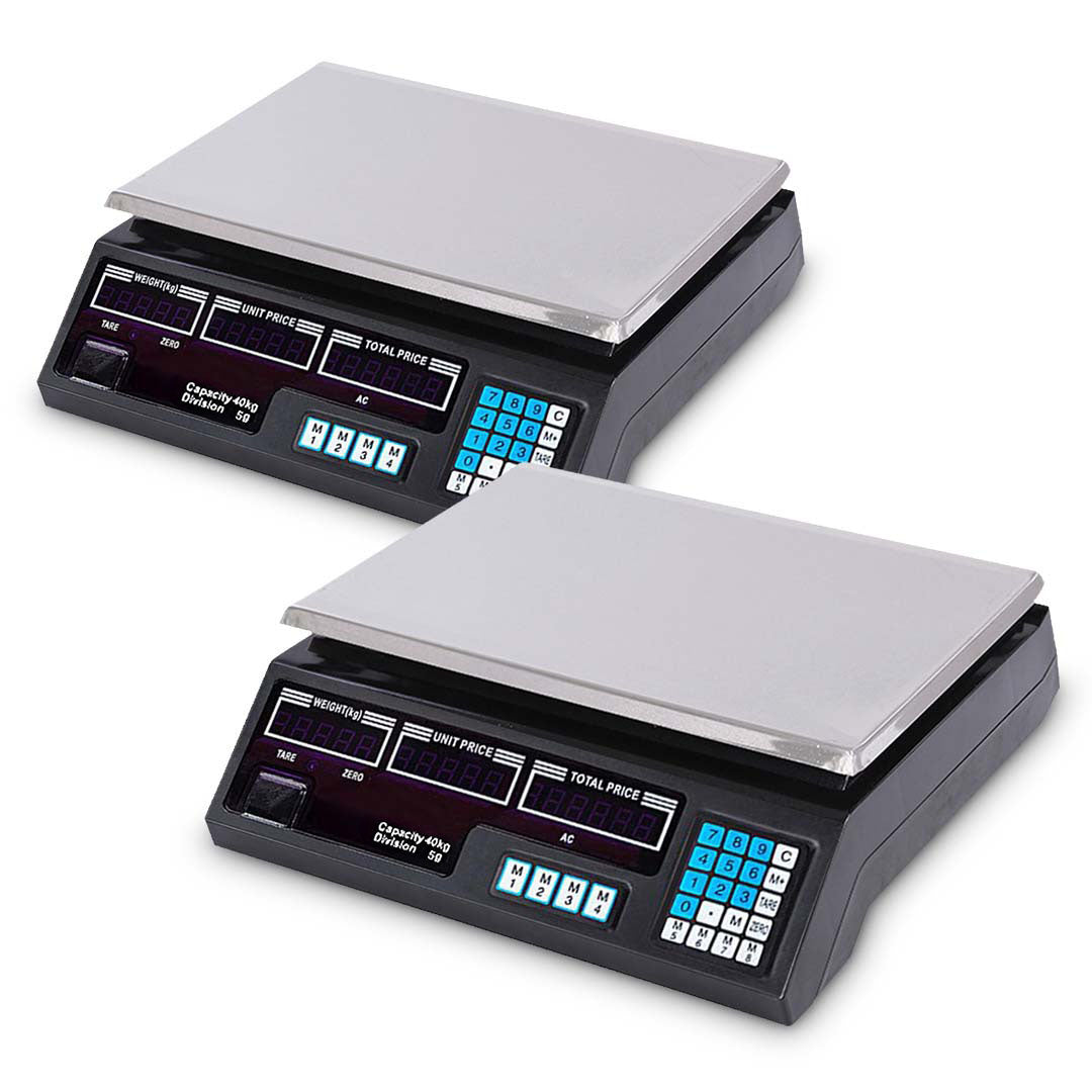 SOGA 2x Digital Commercial Kitchen Scales Shop Electronic Weight Scale Food 40kg/5g • LUZ-Scale40KGX2