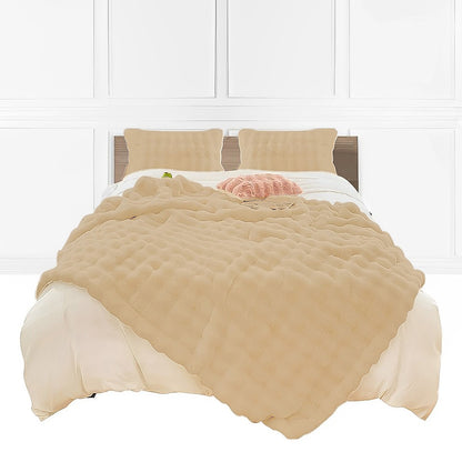 SOGA 160X200cm Throw Blanket Coffee Double Layer Rabbit Fur Cozy Comfort with Stylish Decor • LUZ-BlanketFur345