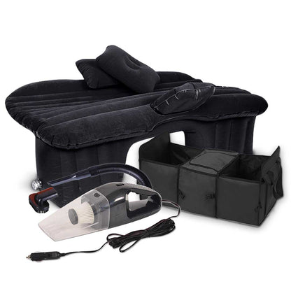 SOGA Portable Camping Car Set Inflatable Air Bed Mattress Storage Organizer Handheld Vacuum Black • LUZ-CarBundleBlack