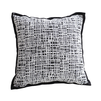 SOGA 45cm Vintage Leopard Print Sofa Black & White Grid Wide Edge Square Throw Pillow • LUZ-FrenchCushion251
