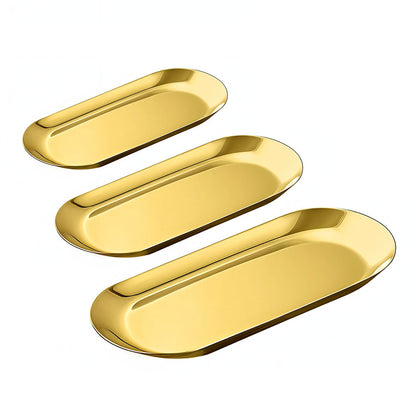 SOGA Gold Nordic Oval Plate Set Small, Medium and Large for 3 Pieces Kitchen • LUZ-VICPlate49