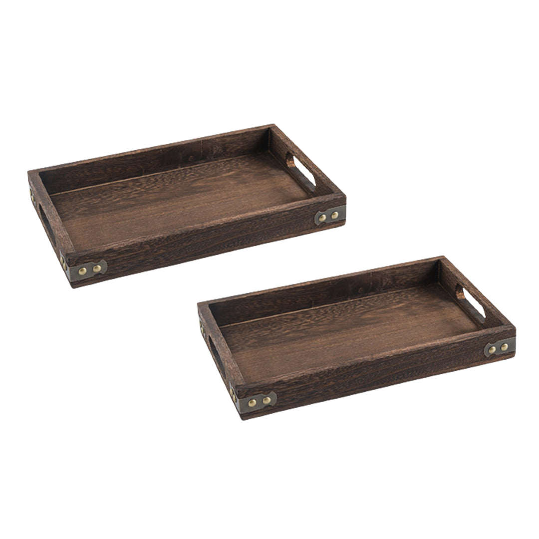 SOGA 2X Large Walnut Rectangle Wooden Tray Breakfast Dinner Serving Board Tea Set Holder Kitchen Home Decor • LUZ-WodE563X2
