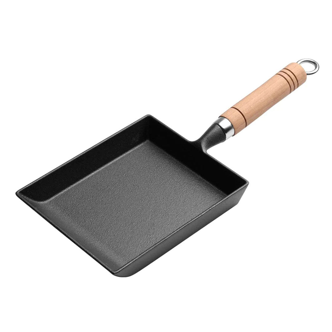 SOGA Cast Iron Tamagoyaki Japanese Omelette Egg Frying Skillet Fry Pan Wooden Handle • LUZ-ZPaiB5