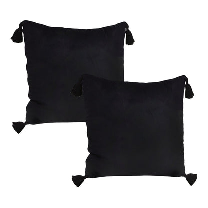 SOGA 2X Black Vintage Butterfly Pillow Tassel Velvet Square Throw Pillow • LUZ-FrenchCushion242X2