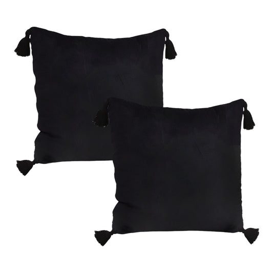 SOGA 2X Black Vintage Butterfly Pillow Tassel Velvet Square Throw Pillow • LUZ-FrenchCushion242X2