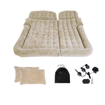SOGA Beige Inflatable Car Boot Mattress Portable Camping Air Bed Travel Sleeping Essentials • LUZ-CarMat015