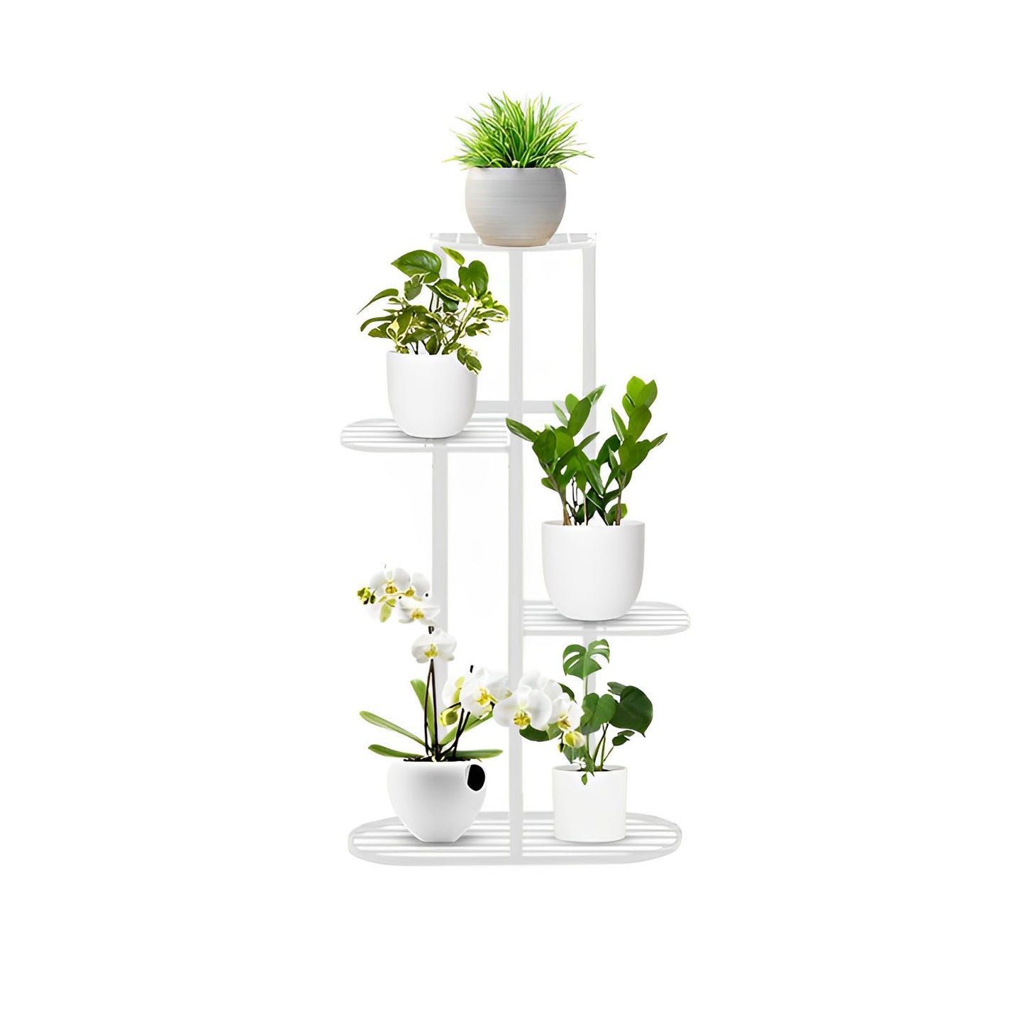 SOGA 4 Tier 5 Pots White Metal Plant Rack Flowerpot Storage Display Stand Holder Home Garden Decor • LUZ-FPotH40