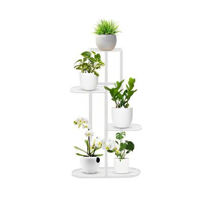 SOGA 4 Tier 5 Pots White Metal Plant Rack Flowerpot Storage Display Stand Holder Home Garden Decor • LUZ-FPotH40