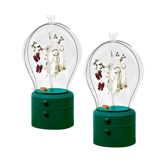 SOGA 2X Green 360 Degree Rotating LED Light 2 Layered Jewelry Storage Box Waterproof Dustproof Accessories Organiser • LUZ-BathC908X2