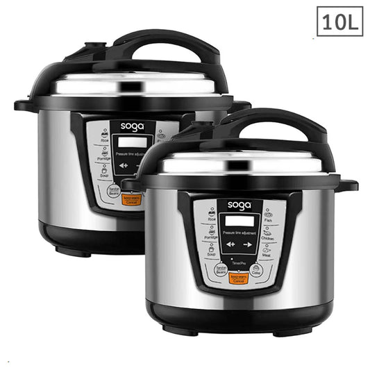 SOGA 2X Electric Stainless Steel Pressure Cooker 10L 1600W Multicooker 16 • LUZ-16ElectricPressureCooker10LX2