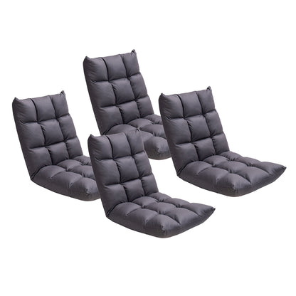 SOGA 4X Grey Lounge Floor Recliner Adjustable Gaming Sofa Bed Foldable Indoor Outdoor Backrest Seat Home Office Decor • LUZ-LoungeD1459X4