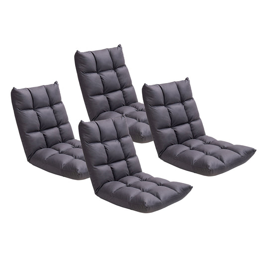 SOGA 4X Grey Lounge Floor Recliner Adjustable Gaming Sofa Bed Foldable Indoor Outdoor Backrest Seat Home Office Decor • LUZ-LoungeD1459X4