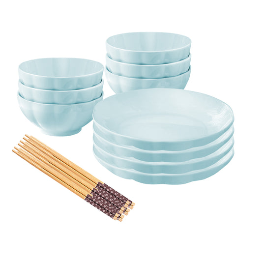 SOGA Light Blue Japanese Style Ceramic Dinnerware Crockery Soup Bowl Plate Server Kitchen Home Decor Set of 10 • LUZ-BowlG437