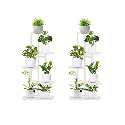 SOGA 2X 5 Tier 6 Pots White Metal Plant Rack Flowerpot Storage Display Stand Holder Home Garden Decor • LUZ-FPotH38X2