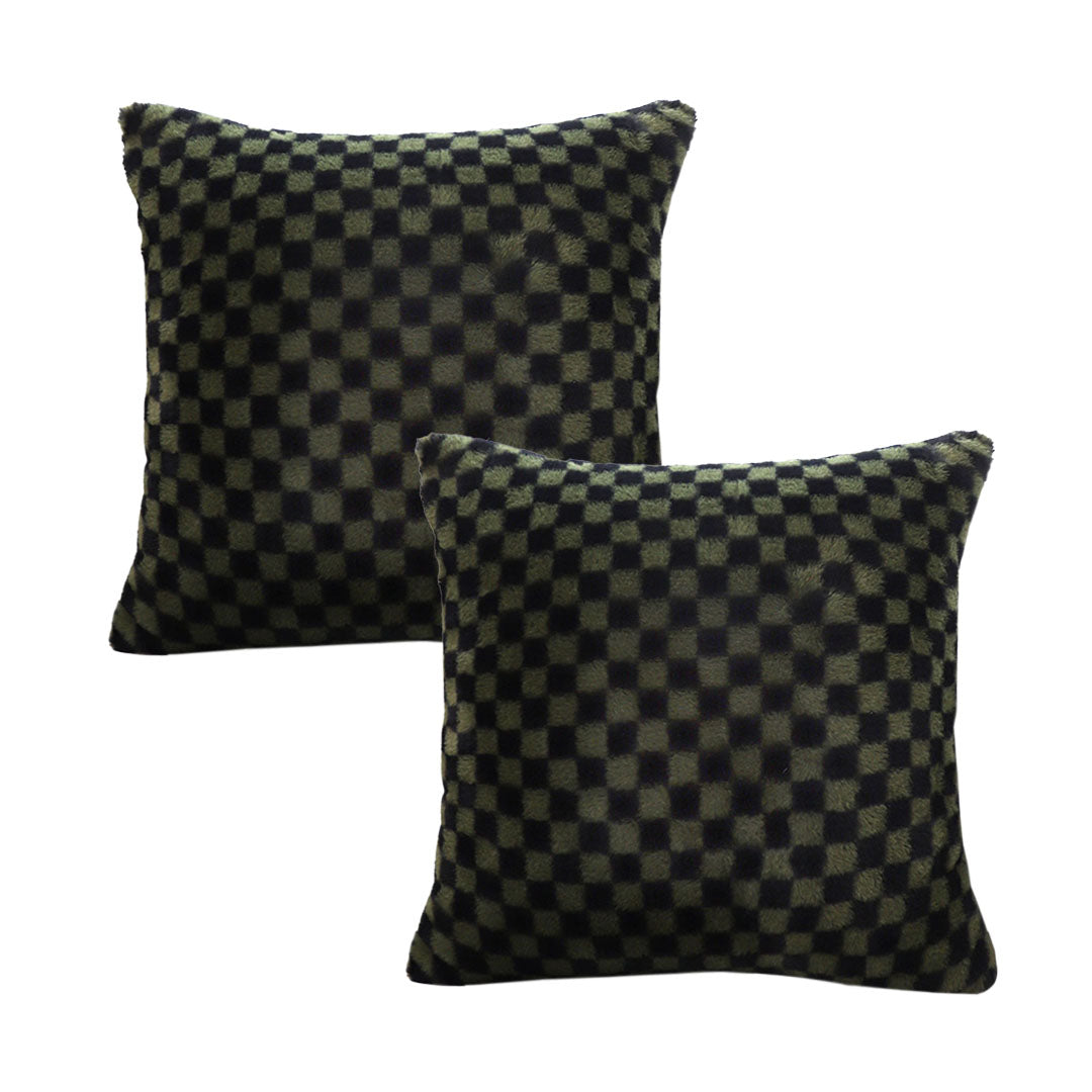 SOGA 2X 45cm Urban Light Luxury Pillow Dark Night Green Checkered Square Throw Pillow • LUZ-FrenchCushion238X2