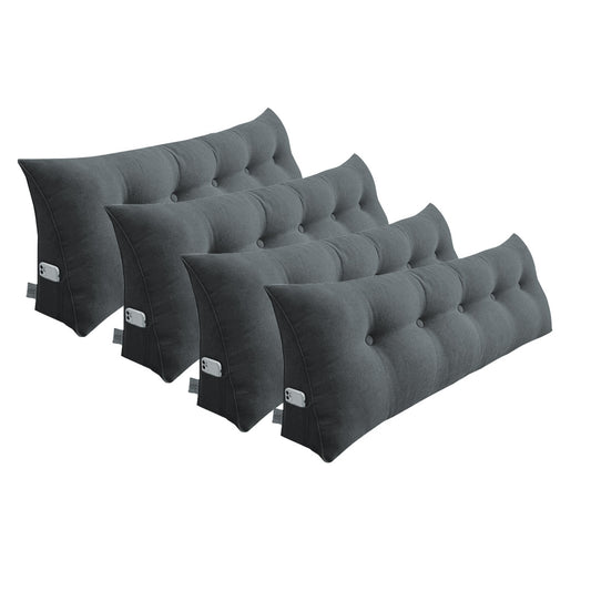SOGA 4X 100cm Dark Grey Triangular Wedge Bed Pillow Headboard Backrest Bedside Tatami Cushion Home Decor • LUZ-PillowFab100GreyX4