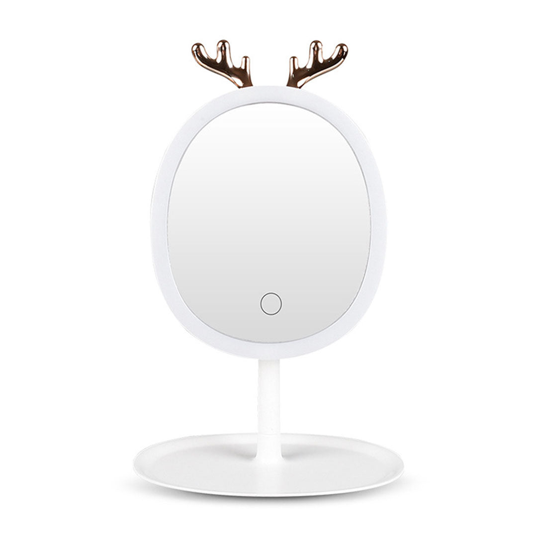 SOGA White Antler LED Light Makeup Mirror Tabletop Vanity Home Decor • LUZ-BathG533