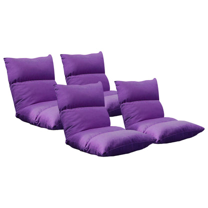 SOGA 4X Lounge Floor Recliner Adjustable Lazy Sofa Bed Folding Game Chair Purple • LUZ-LoungeFabricPurpleX4