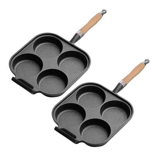 SOGA 2X 4 Mold Cast Iron Breakfast Fried Egg Pancake Omelette Fry Pan • LUZ-ZPaiB6X2