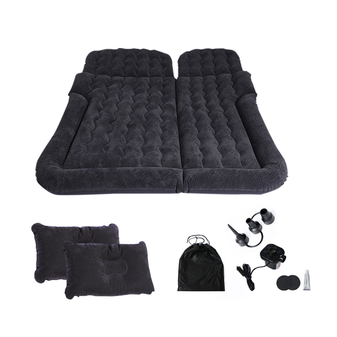 SOGA Black Inflatable Car Boot Mattress Portable Camping Air Bed Travel Sleeping Essentials • LUZ-CarMat013