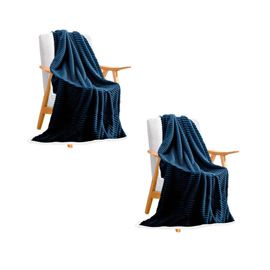 SOGA 2X Throw Blanket Warm Cozy Double Sided Thick Flannel Coverlet Fleece Bed Sofa Comforter Dark Blue • LUZ-Blanket310X2