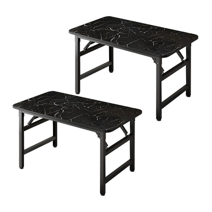 SOGA 2X 120x60x75cm Black Foldable Computer Study Table Easy Assembly Desk No Chair • LUZ-ComTableF2X2