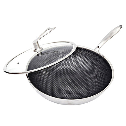 SOGA 32cm Stainless Steel Tri-Ply Frying Cooking Fry Pan Textured Non Stick Interior Skillet with Glass Lid • LUZ-FryPanTRIFPYZ32