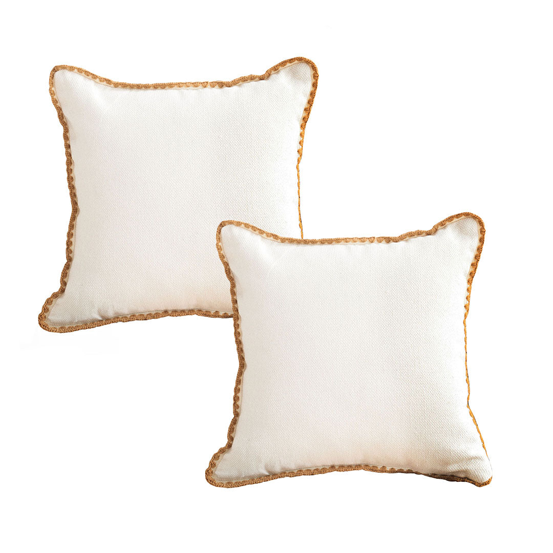 SOGA 2X 45cm Warm Wood Tone & Apricot Shell Edged Square Throw Pillow • LUZ-FrenchCushion234X2