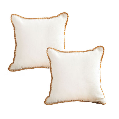 SOGA 2X 45cm Warm Wood Tone & Apricot Shell Edged Square Throw Pillow • LUZ-FrenchCushion234X2