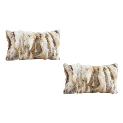 SOGA 2X 30cm Throw Pillow Coffee Rabbit Fur Lumbar Warm Cozy Decorative Cushion Home Decor • LUZ-FrenchCushion309X2