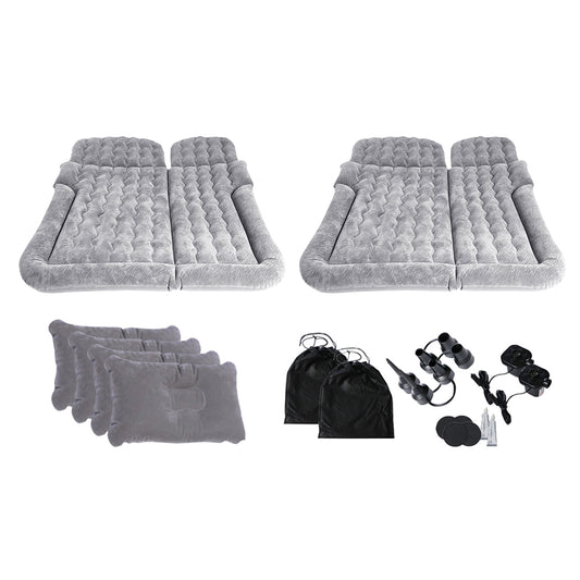 SOGA 2X Grey Inflatable Car Boot Mattress Portable Camping Air Bed Travel Sleeping Essentials • LUZ-CarMat014X2