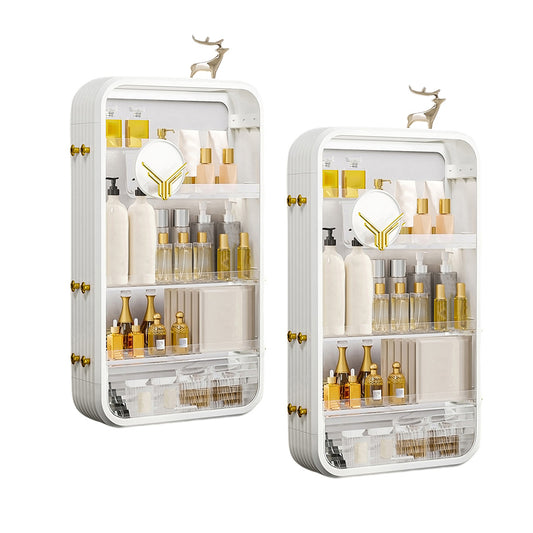 SOGA 2X White Multi Tier Cosmetic Storage Rack Bathroom Vanity Tray Display Stand Organiser • LUZ-BathC129X2