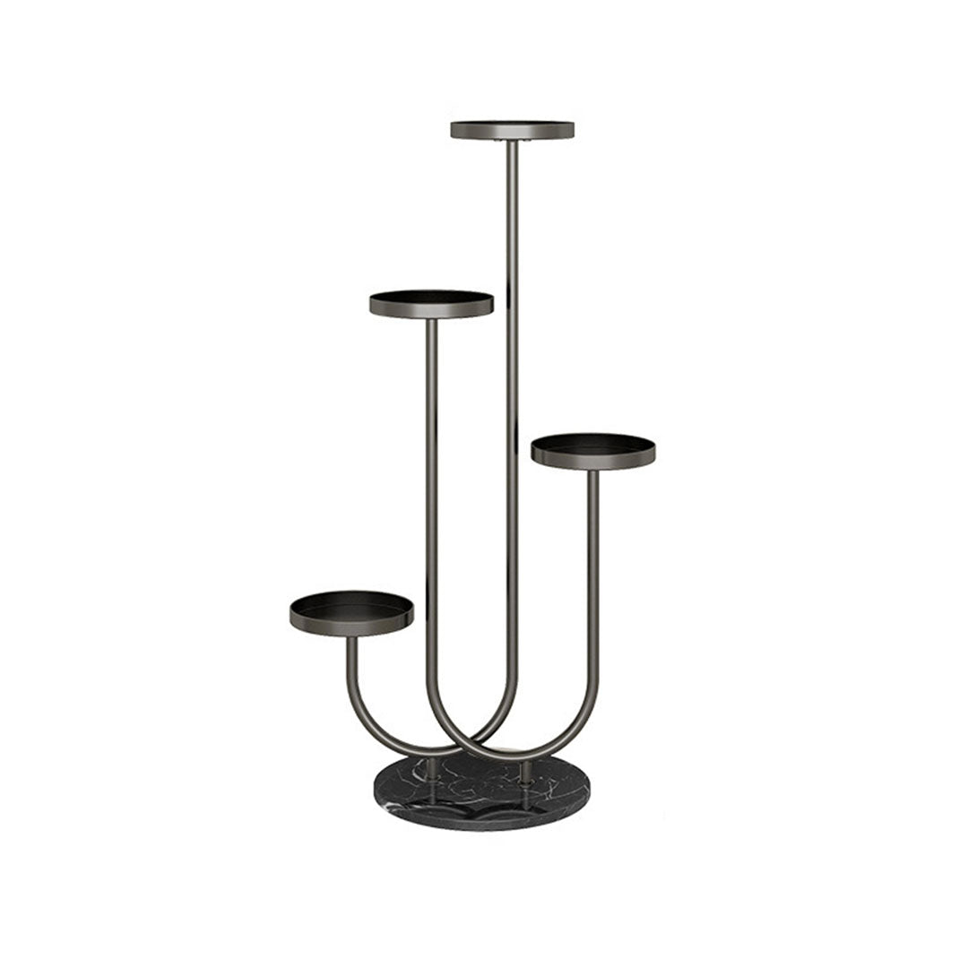 SOGA U Shaped Plant Stand Round Flower Pot Tray Living Room Balcony Display Black Metal Decorative Shelf • LUZ-FPotH100
