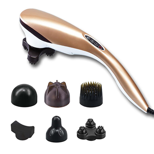 SOGA 6 Heads Portable Handheld Massager Soothing Stimulate Blood Flow Shoulder Gold • LUZ-Massager837AGold