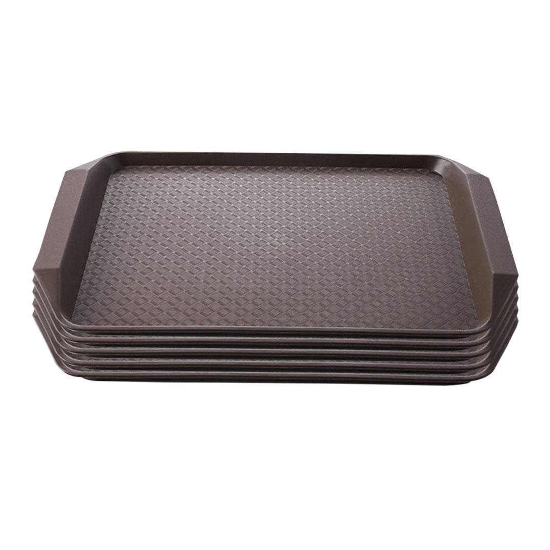 SOGA Rectangular Serving Tray Heavy Duty Waterproof Stackable Plastic Food Snack Pan Set of 5 Coffee • LUZ-PVPlateCoffeeX5