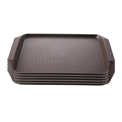SOGA Rectangular Serving Tray Heavy Duty Waterproof Stackable Plastic Food Snack Pan Set of 5 Coffee • LUZ-PVPlateCoffeeX5