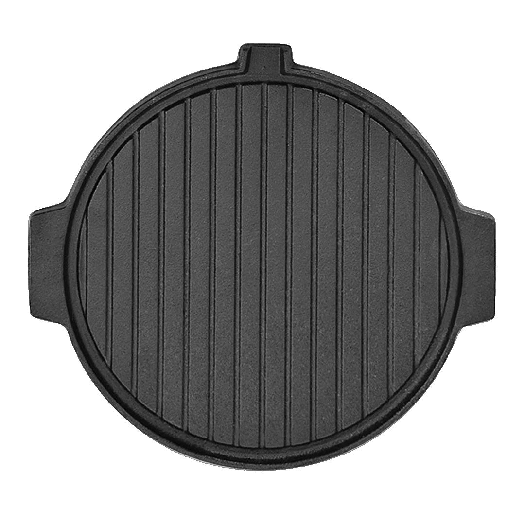 SOGA 30CM Round Cast Iron Korean BBQ Grill Plate with Handles and Drip Lip • LUZ-ZPai045