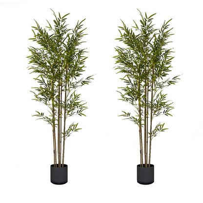 SOGA 180cm Lucky Bamboo Tree Bambusa Vulgaris Artificial Plant w/ 7 Branches Home Accent Decor • LUZ-APlantFHZ180X2