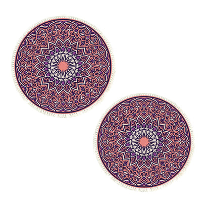 SOGA 2X 90cm Purple Mandala Round Carpet for Living Room Bedroom Anti-slip Doormat, Home Decor • LUZ-CarpetRAG2X2
