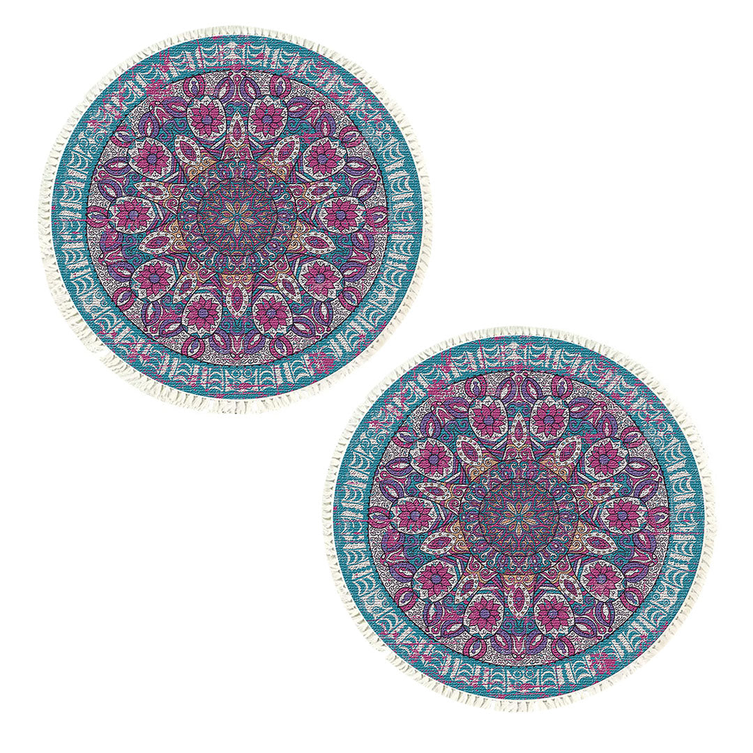 SOGA 2X 120cm Mandala Area Rug for Living Room Lounge, Bedroom, Anti-slip Doormat, Home Decor • LUZ-CarpetYH02LgeX2