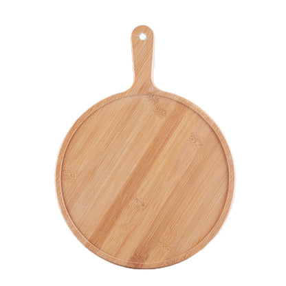 SOGA 11 inch Blonde Round Premium Wooden Serving Tray Board Paddle with Handle Home Decor • LUZ-WodE506