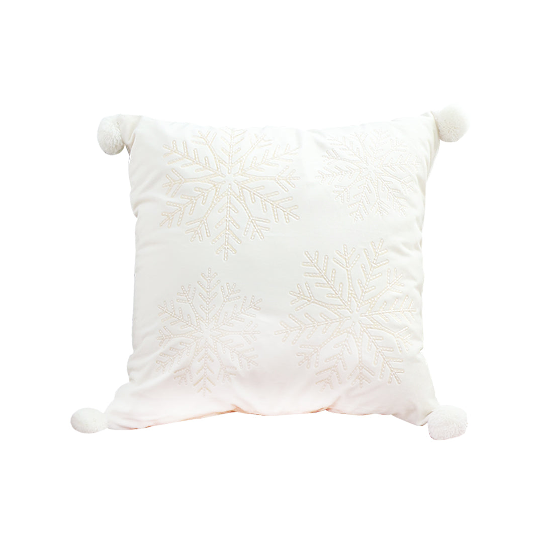SOGA 45cm Throw Pillow  White Soft Plush Cushion Christmas Snowflake Ball Square For festive Holiday • LUZ-FrenchCushion267