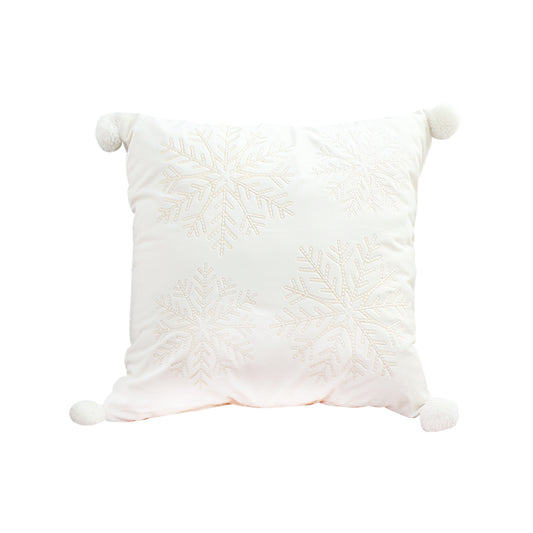 SOGA 45cm Throw Pillow  White Soft Plush Cushion Christmas Snowflake Ball Square For festive Holiday • LUZ-FrenchCushion267