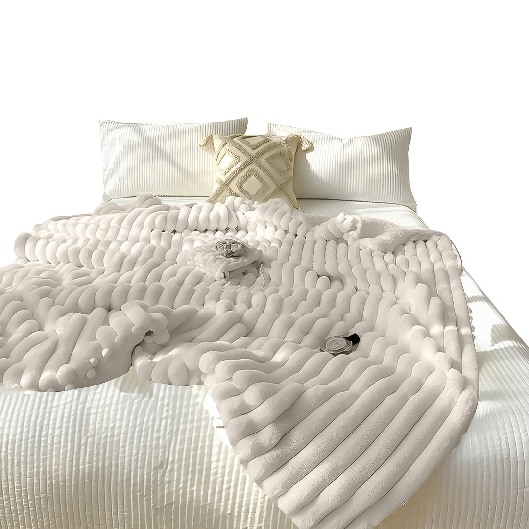 SOGA 150x200cm Throw Blanket Pearl White Premium Milk Velvet Luxuriously Soft Cozy Bedding • LUZ-BlanketFur348