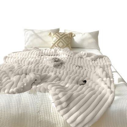 SOGA 150x200cm Throw Blanket Pearl White Premium Milk Velvet Luxuriously Soft Cozy Bedding • LUZ-BlanketFur348