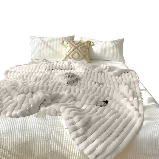 SOGA 150x200cm Throw Blanket Pearl White Premium Milk Velvet Luxuriously Soft Cozy Bedding • LUZ-BlanketFur348