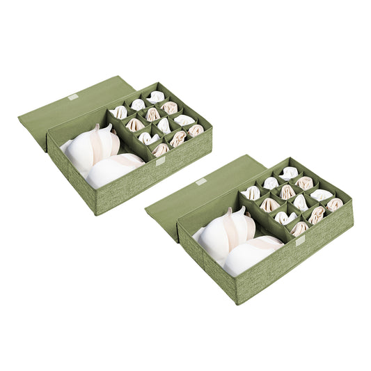 SOGA 2X Green Flip Top Underwear Storage Box Foldable Wardrobe Partition Drawer Home Organiser • LUZ-SBox034X2