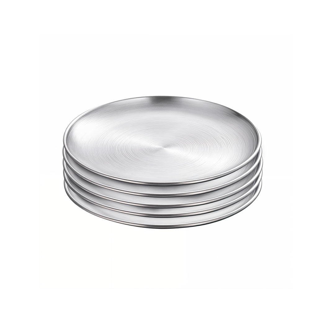 SOGA 17cm Premium Silver Grilling Plate  Durable Heat Resistant Perfect for BBQs and Outdoor Cooking Kitchen Essential • LUZ-VICPlate52