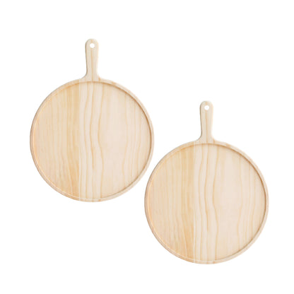 SOGA 2X 7 inch Round Premium Wooden Pine Food Serving Tray Charcuterie Board Paddle Home Decor • LUZ-WodB107X2